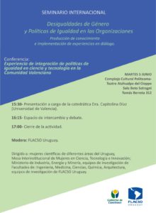 Distinguidas visitantes de la Universidad de Valencia 11 Imagen Seminario.Martes 5. Género Ciencia y Tecnología