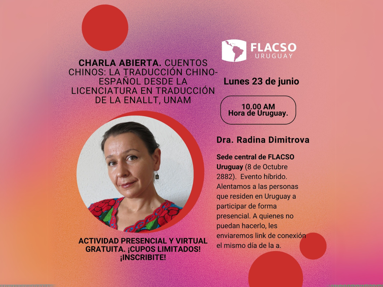Charla Abierta - Cuentos chinos: la traducción chino-español desde la Licenciatura en Traducción de la ENALLT, UNAM 1 Imagen flacso diseno 4