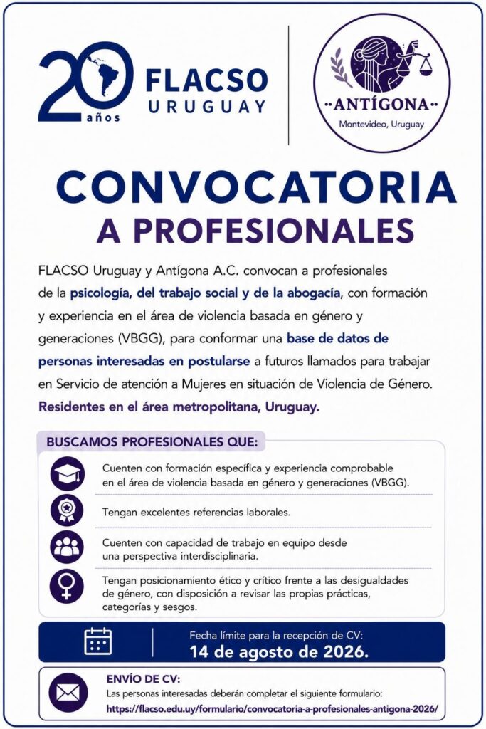 Convocatoria a profesionales | FLACSO Uruguay y Antígona A.C.