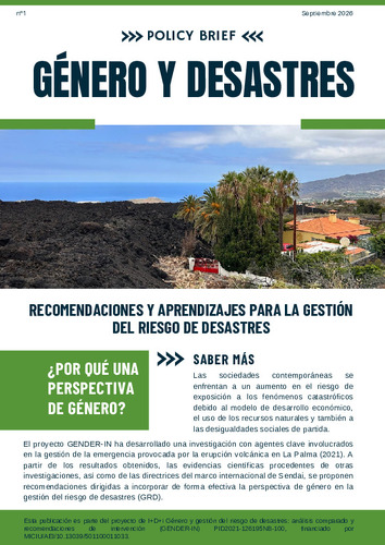 Nueva serie de Policy Briefs del proyecto GENDER-IN