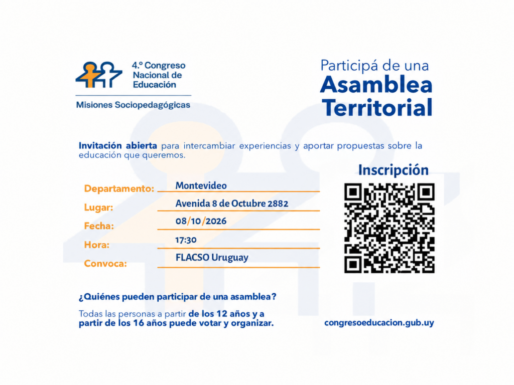 FLACSO Uruguay convoca a una Asamblea Territorial hacia el 4.º Congreso Nacional de Educación 2 Imagen Asamblea territoral FLACSO Congreso Nac. de Ed